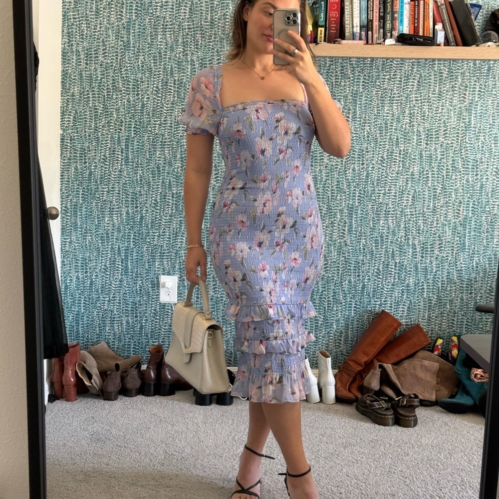 Abercrombie & Fitch Lilac Floral Midi Dress